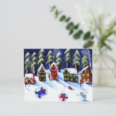 Winterspass Schnee Angeln Kunst, Dichtung und Musi Postkarte (Stehend Vorderseite)