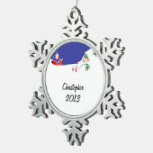 Winterspass Schneeflocken Zinn-Ornament (Rechts)