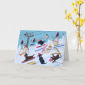 Winterspass Skifahren Labradors Malen Karte (Gelbe Blume)