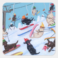 Winterspass Skifahren Labradors Malen