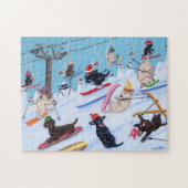 Winterspass Skifahren Weihnachtsbäder Puzzle (Horizontal)