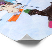 Winterspass Skifahrer Kunstwerk Poster (Ecke)