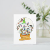 Winterspass Snowglobe Feiertagskarte (Stehend Vorderseite)