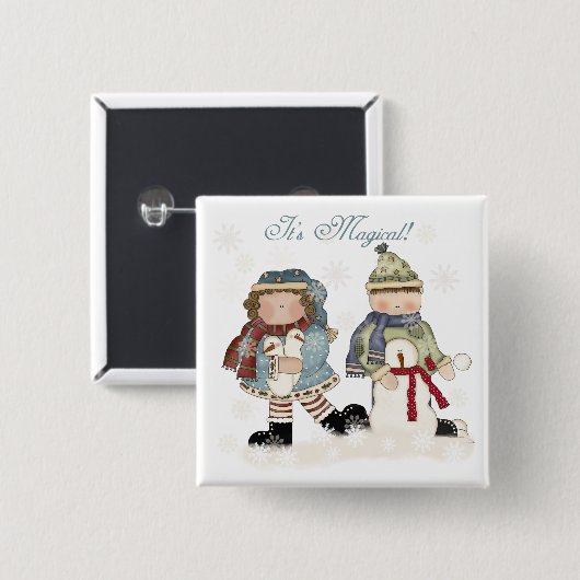 Winterspass T - Shirt und Geschenke Button (Vorne & Hinten)