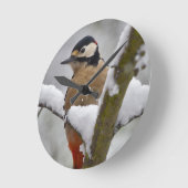 Winterspecht Runde Wanduhr (Winkel)