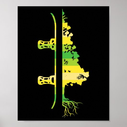 Winterspiele Funny Mountain Snowboarden Pine Tree Poster (Vorne)