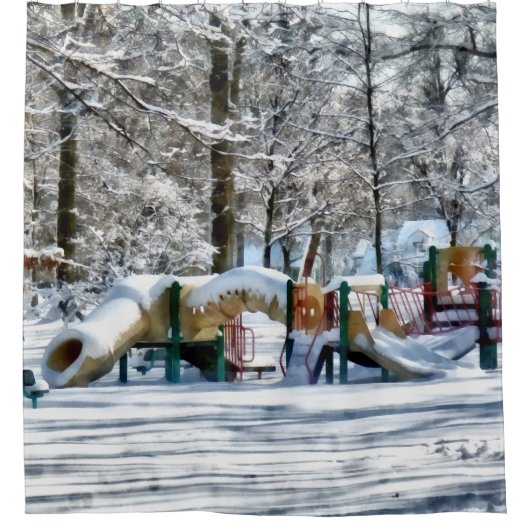 Winterspielplatz Duschvorhang (Vorderseite)