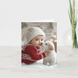 Winterspielzeit mit den kleinen Helfern des Weihna Feiertagskarte