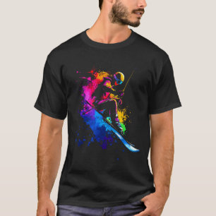 Wintersport Alpin Farbspritzer Skifahrer Schnee Sk T-Shirt