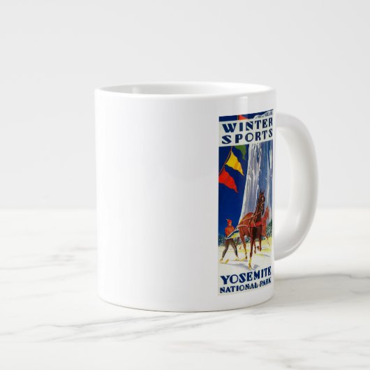 Wintersport bei Yosemite PosterYosemite, CA Jumbo-Tasse (Vorderseite Rechts)