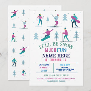 Wintersport Geburtstagskarte Girls Ski Snowboard Einladung