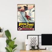 Wintersport in der Schweiz Gstaad Schweizer Skigeb Poster (Heimbüro)