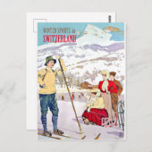 Wintersport in der Schweiz, Vintage Postkarte (Vorne/Hinten)