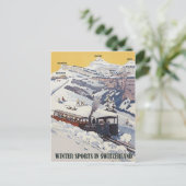 Wintersport in der Schweiz, Vintage Postkarte (Stehend Vorderseite)