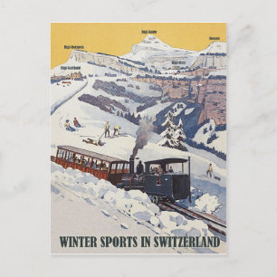 Wintersport in der Schweiz, Vintage Postkarte