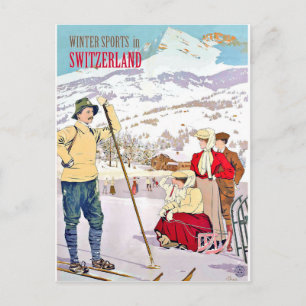 Wintersport in der Schweiz, Vintage-Reise Postkarte