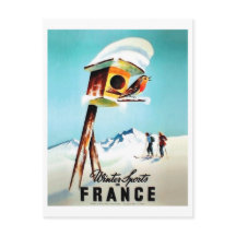 Wintersport in Frankreich, kleiner Vogel in ihrem 