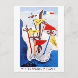 Wintersport in Frankreich, Reisen mit Nostalgie Postkarte