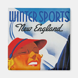Wintersport in New England Magnet