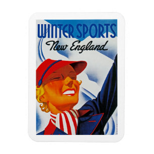 Wintersport in New England Magnet