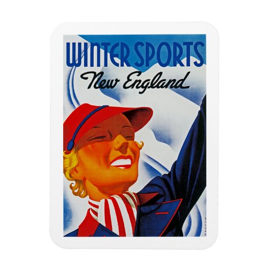 Wintersport in New England Magnet (Vertikal)