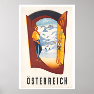 Wintersport in Österreich Österreich Vintage Ski Poster