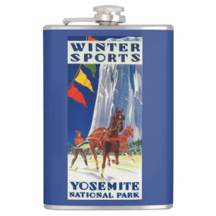 Wintersport in Yosemite PosterYosemite, CA Flachmann