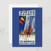Wintersport in Yosemite PosterYosemite, CA Postkarte (Vorne/Hinten)
