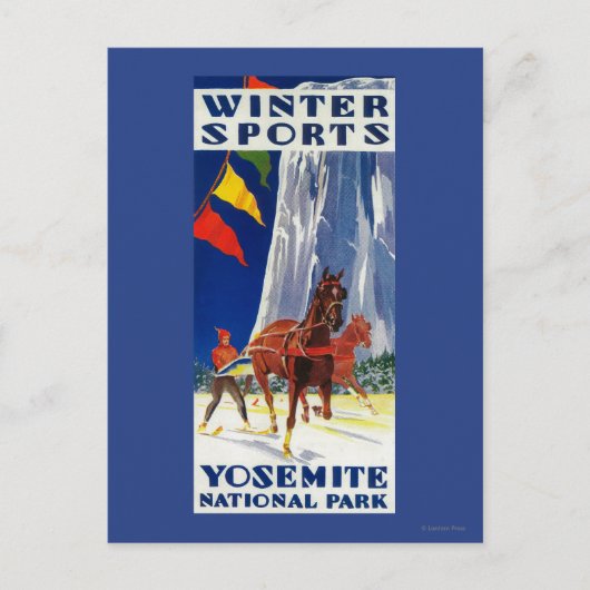 Wintersport in Yosemite PosterYosemite, CA Postkarte (Vorderseite)