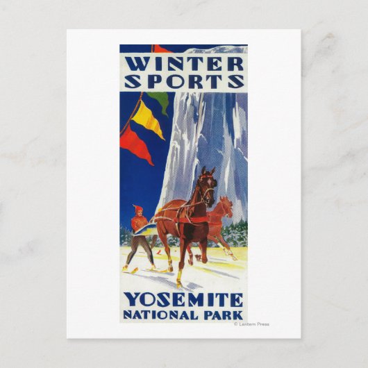 Wintersport in Yosemite PosterYosemite, CA Postkarte (Vorderseite)
