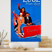 Wintersport in Zuoz, Engadin, Schweiz Poster (Küche)