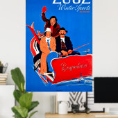 Wintersport in Zuoz, Engadin, Schweiz Poster (Heimbüro)
