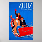 Wintersport in Zuoz, Engadin, Schweiz Poster (Vorne)