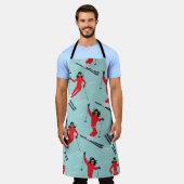 Wintersport nahtlos Muster. Junge schöne Frau Schürze (Getragen)