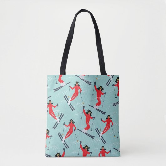 Wintersport nahtlos Muster. Junge schöne Frau Tasche (Vorderseite)