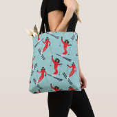 Wintersport nahtlos Muster. Junge schöne Frau Tasche (Von Nahem)