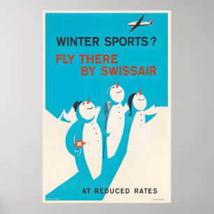Wintersport Schweiz Fliegen Sie mit dem Flugzeug d Poster