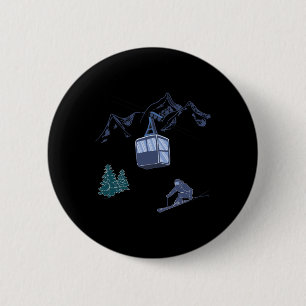 Wintersport Skifahren Schneeszene Vintage-Skigebie Button