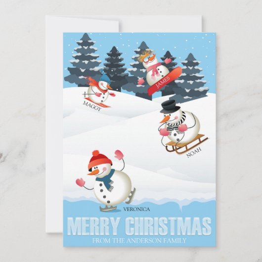 Wintersport Snowmen Illustration Weihnachten (Vorderseite)