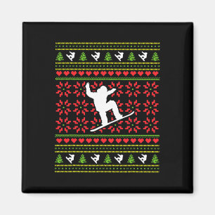 Wintersport Ugly Sweater Snowboarden Weihnachten Magnet