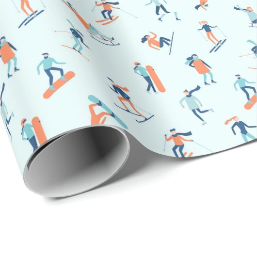 Wintersportart Geschenkpapier (Rolleneckpunkt)