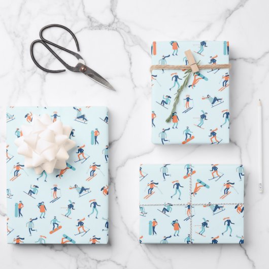 Wintersportart Geschenkpapier Set (Vorderseite)