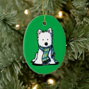 Wintersportarten Scarf Westie Keramik Ornament