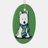 Wintersportarten Scarf Westie Keramik Ornament (Rechts)
