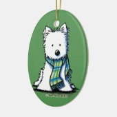 Wintersportarten Scarf Westie Keramik Ornament (Links)
