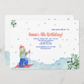 Wintersporteinladung für Mädchen Einladung (Vorne/Hinten)