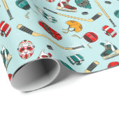 Wintersporthockey Spieler Equipment Muster Geschenkpapier (Rolleneckpunkt)