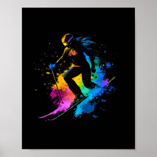 Wintersports Alpine Paint Splash Skier Ski Gi Poster