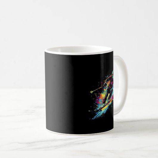 Wintersports Alpine Paint Splash Skier Snow Ski Bo Kaffeetasse (VorderseiteRechts)