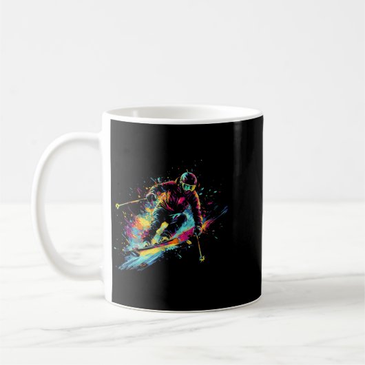 Wintersports Alpine Paint Splash Skier Snow Ski Bo Kaffeetasse (Links)